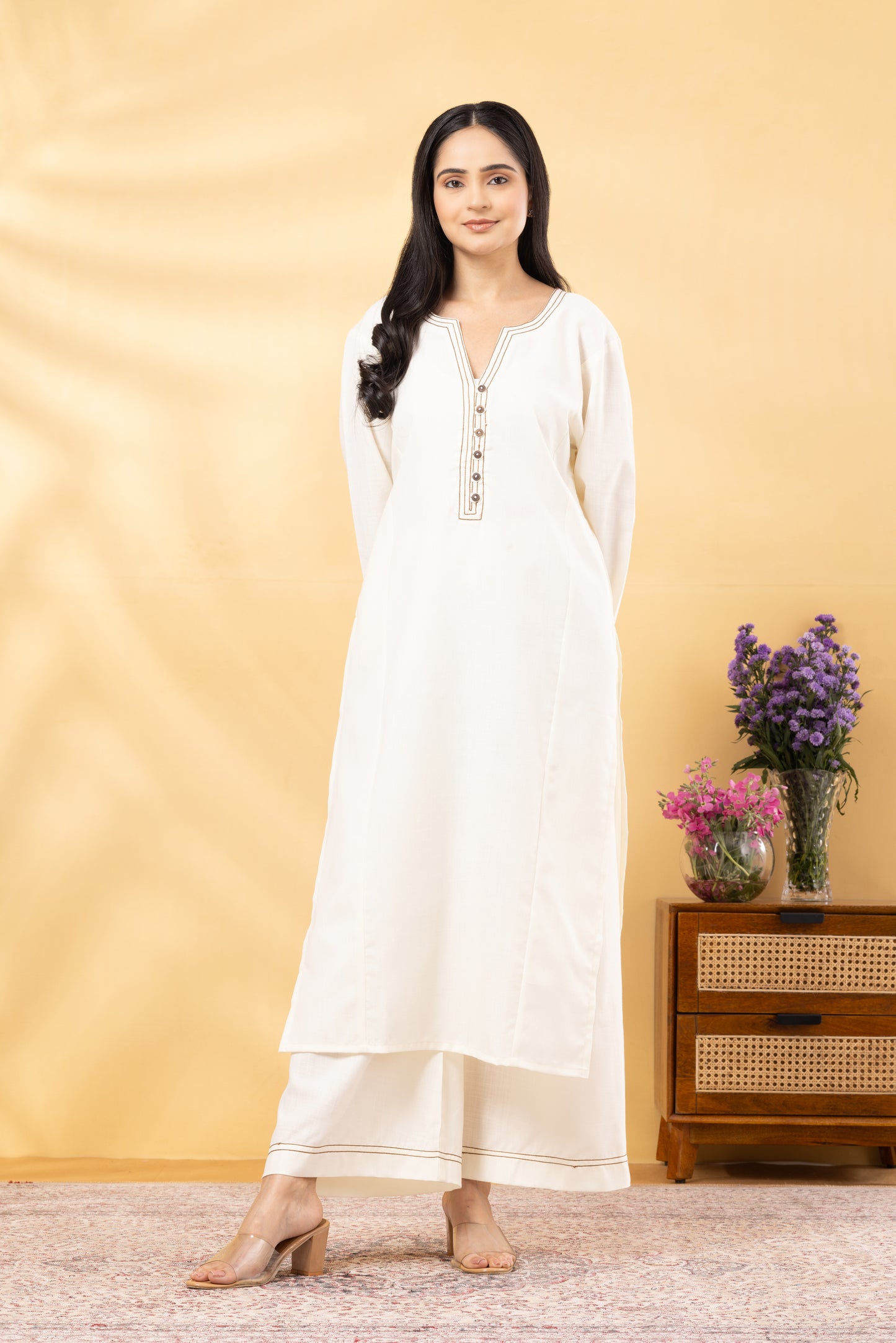 Saadgi Warm Cream Coord Set