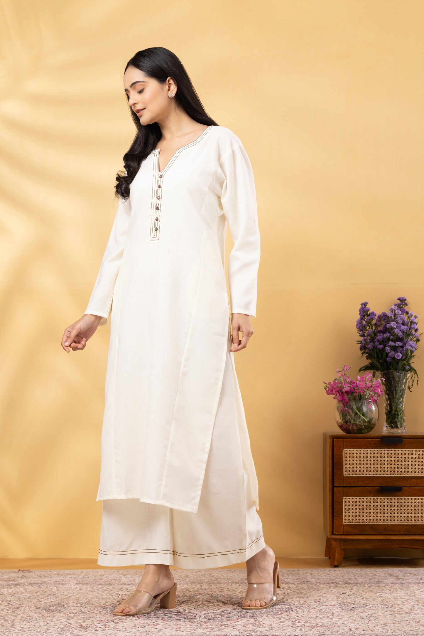 Saadgi Warm Cream Coord Set
