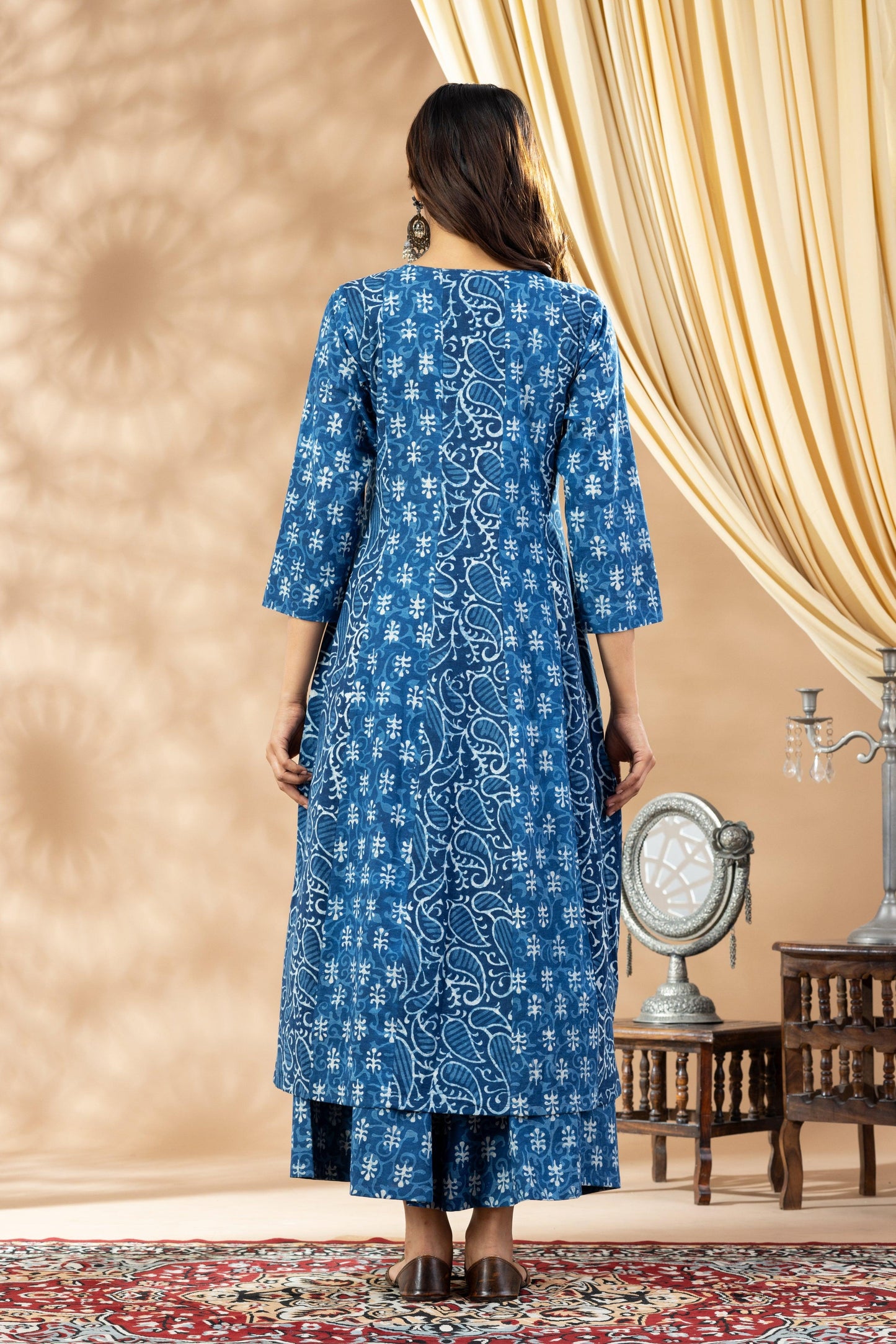 Umang Indigo Kalidar Dabu Kurta Set