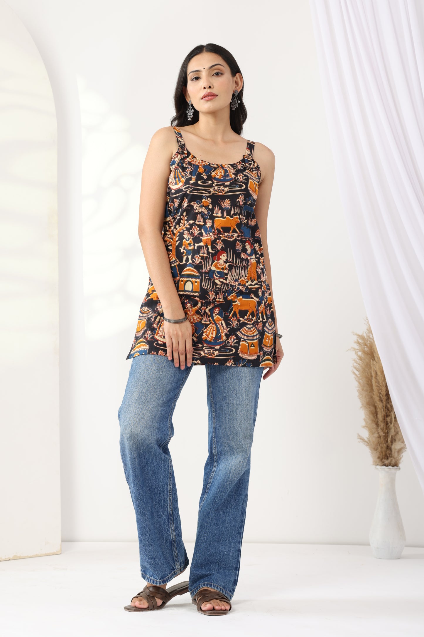 Heer Black Kalamkari Tunic