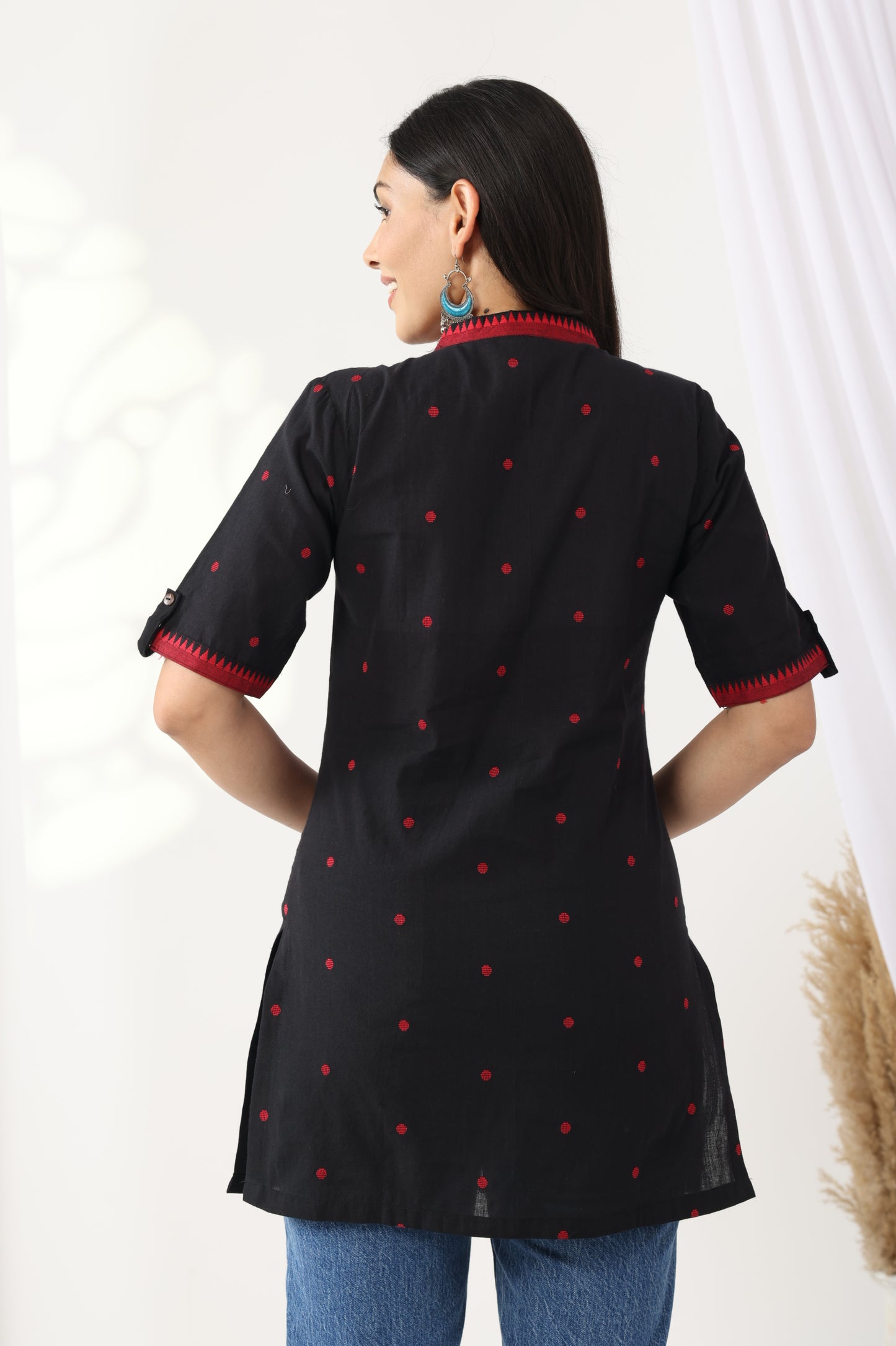 Heer Black Red jamdani Tunic