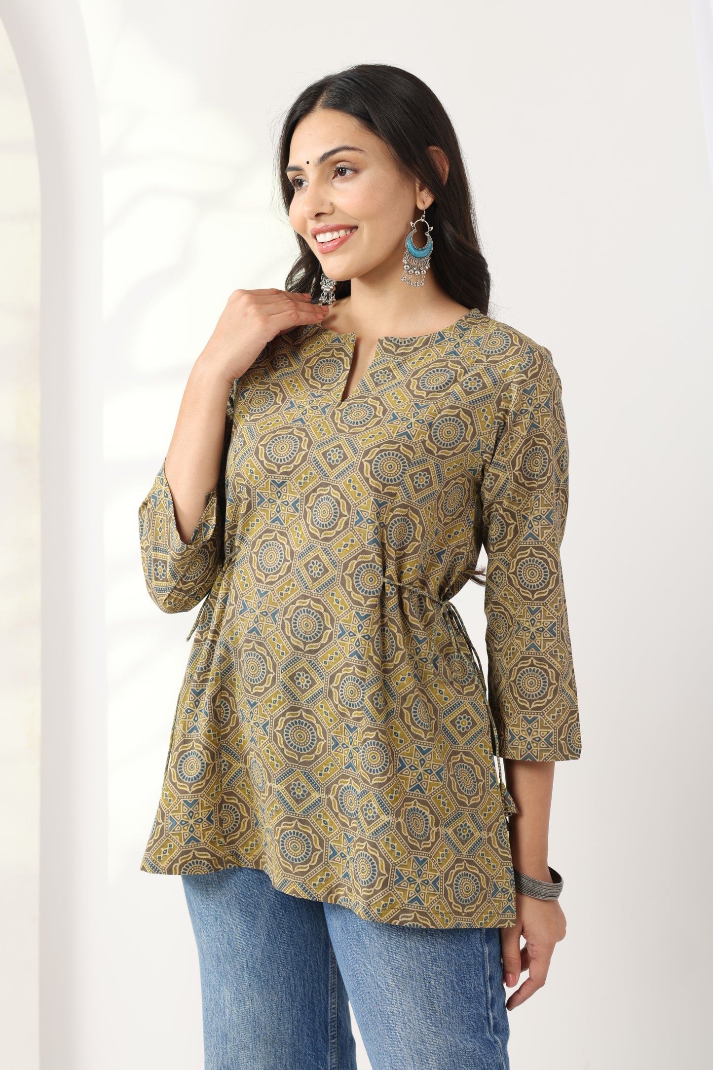 Heer Brown Ajrakh Tunic