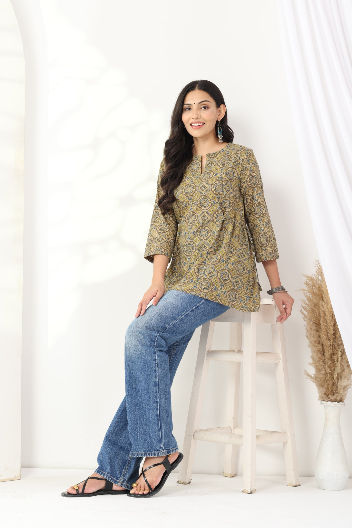 Heer Brown Ajrakh Tunic