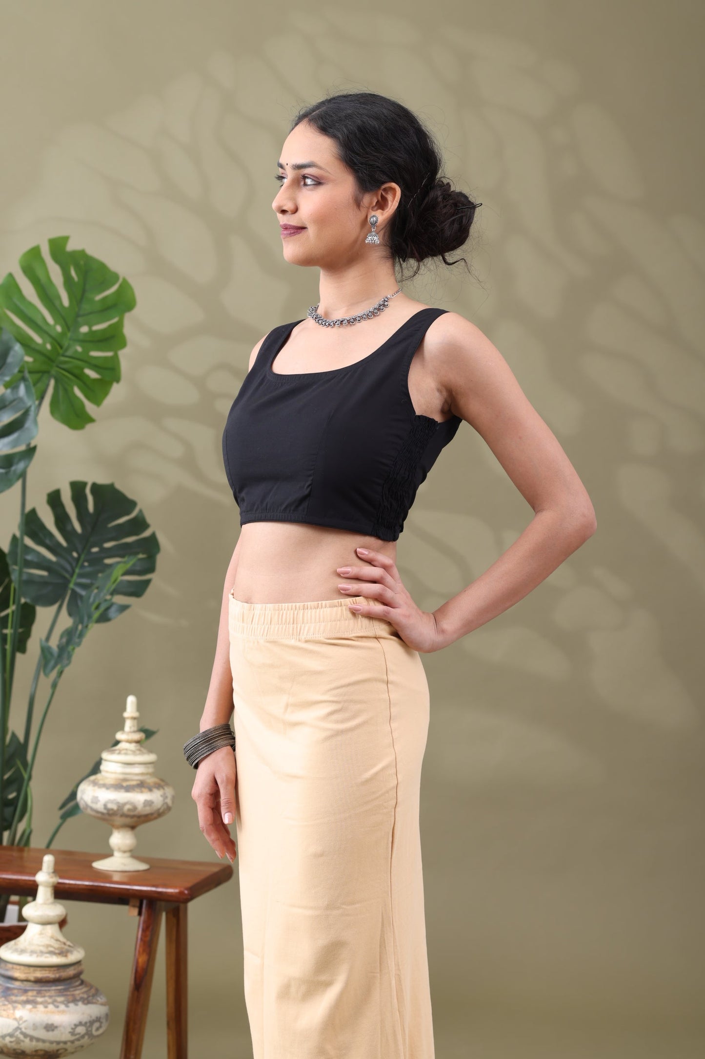 Navya Black Basic cotton Sleeveless Blouse