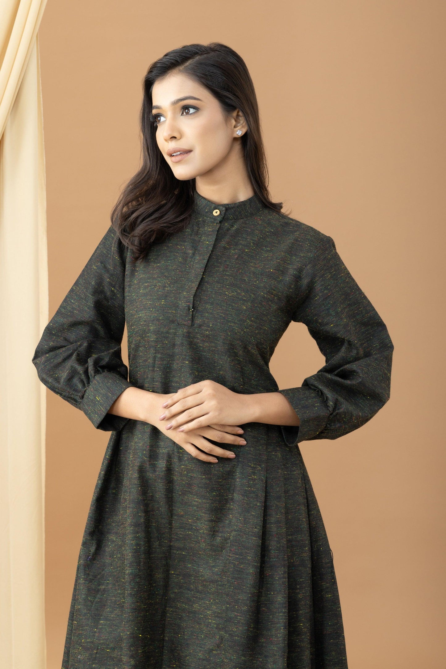 Aseel Black Olive Khadi Kurta Set