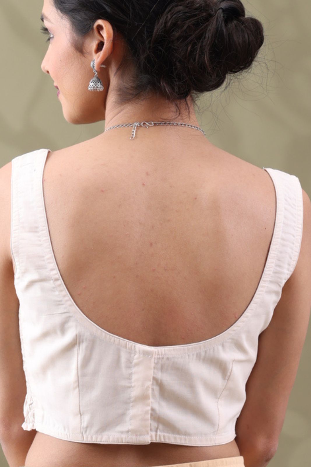 Navya Cream Basic cotton Sleeveless Blouse