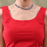 Navya Red Basic Cotton Sleeveless Blouse
