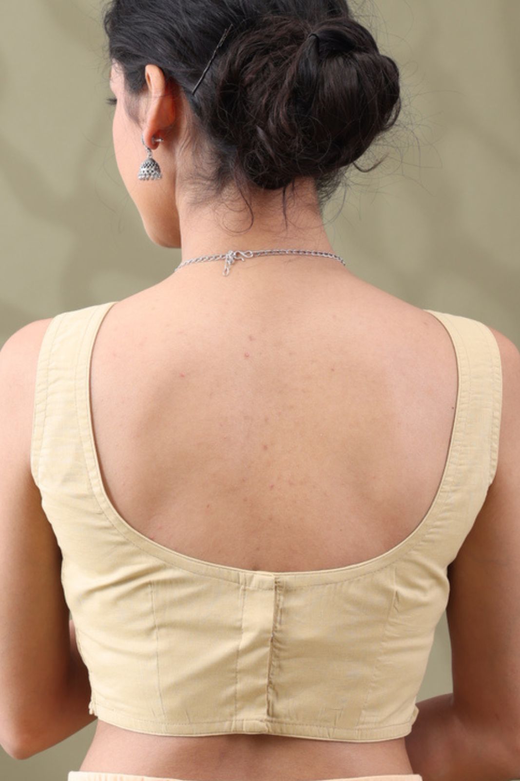 Navya Beige Basic cotton Sleeveless Blouse