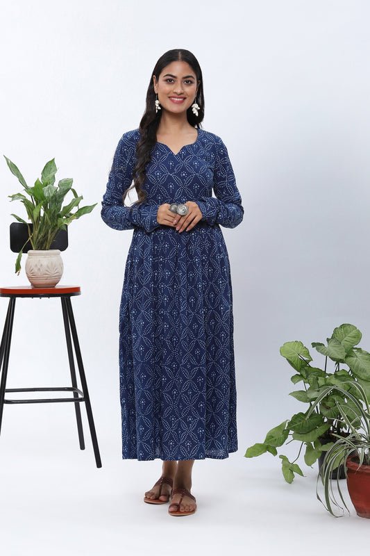 Shravani indigo bagru printed dress