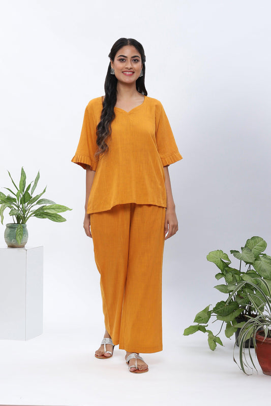 Shravani Mustard Tunic And Pants Set