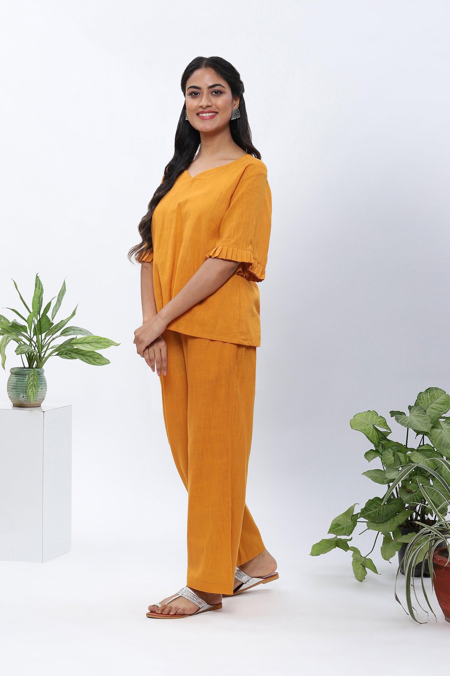 Shravani Mustard Tunic And Pants Set