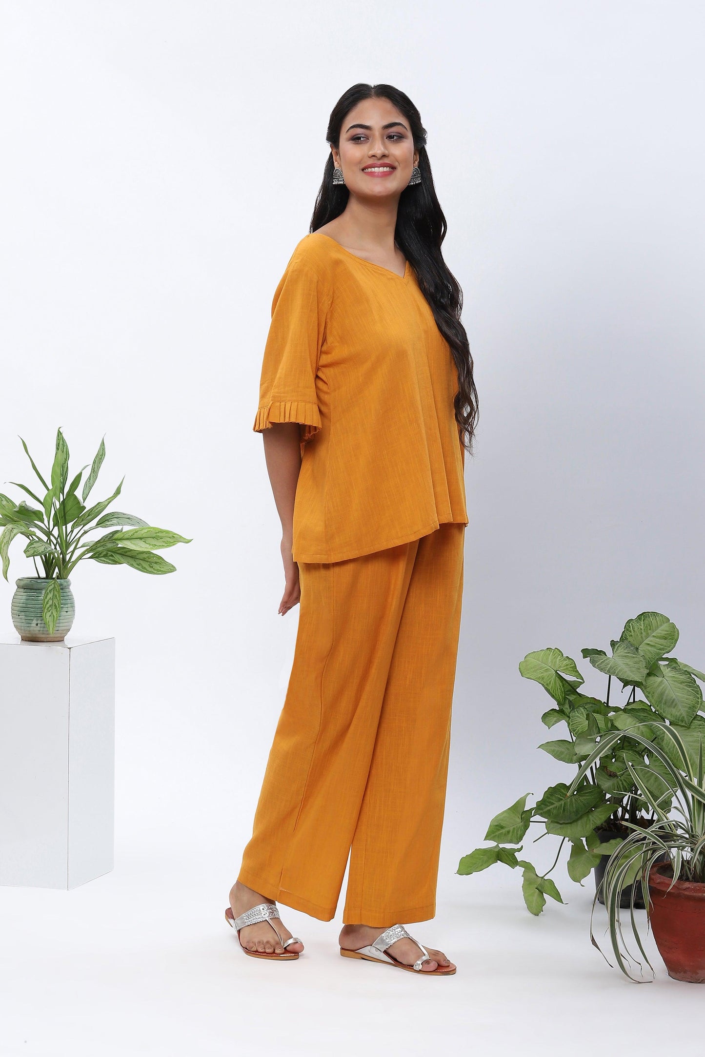 Shravani Mustard Tunic And Pants Set