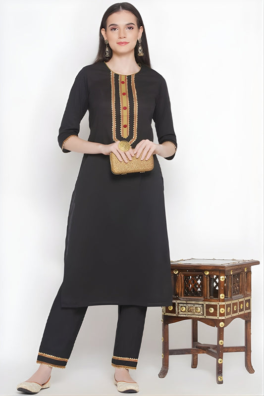 Riwaaz Classic Black Kurta Set
