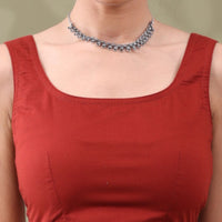 Navya Rust Basic Cotton Sleeveless Blouse