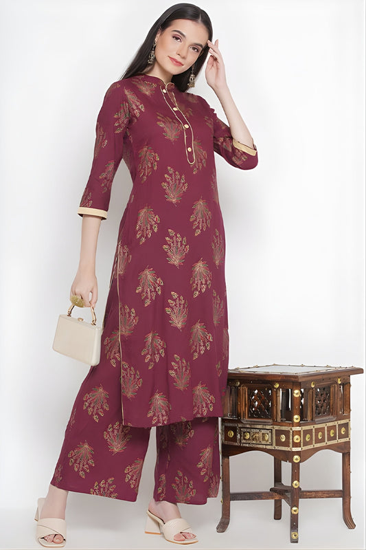 Riwaaz Deep Maroon Kurta Set