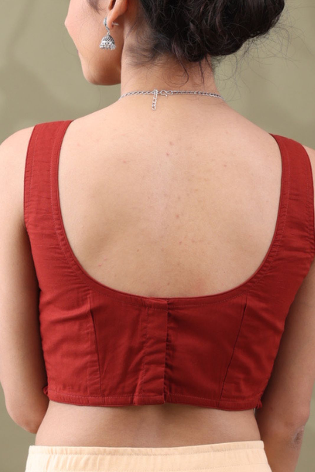 Navya Rust Basic cotton Sleeveless Blouse