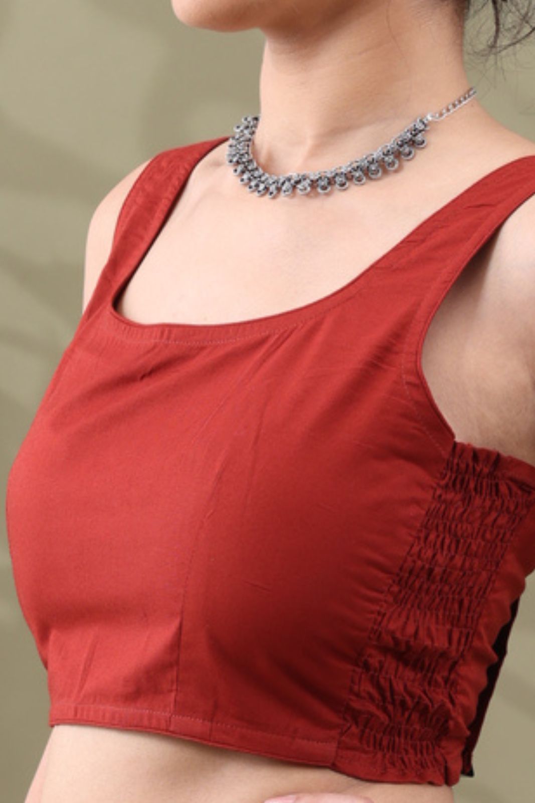 Navya Rust Basic cotton Sleeveless Blouse