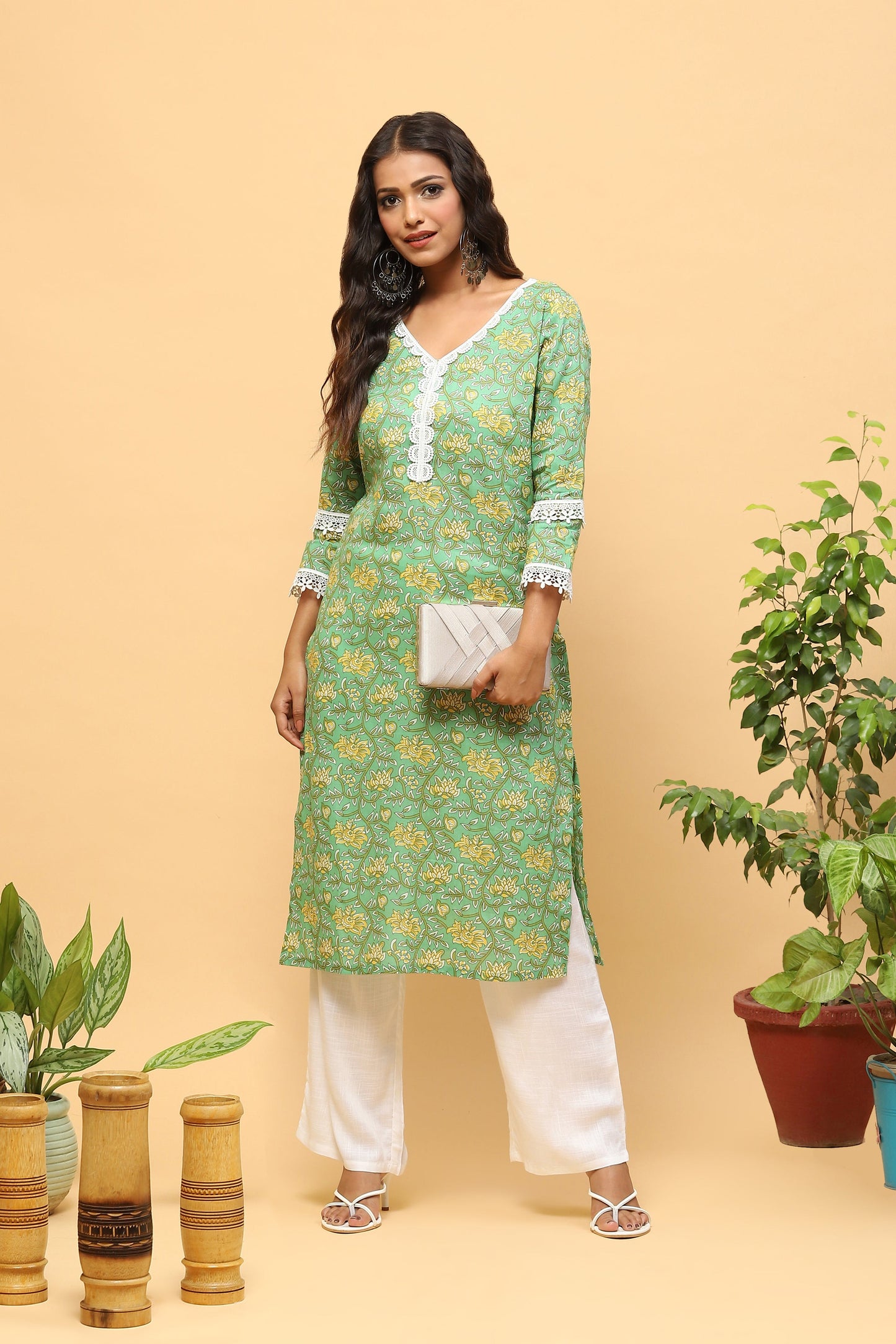 Pihu Spring Green Digital Print Kurta Set