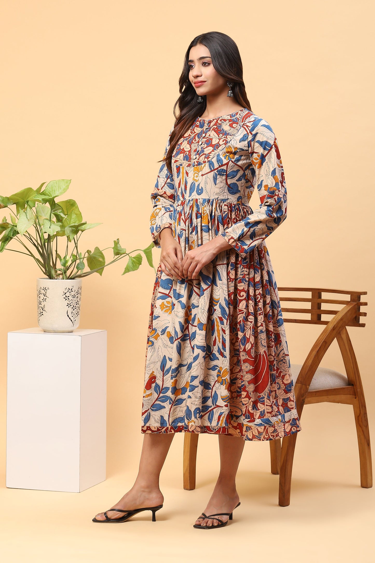 Sanchi Dual Print Kalamkari Print Dress