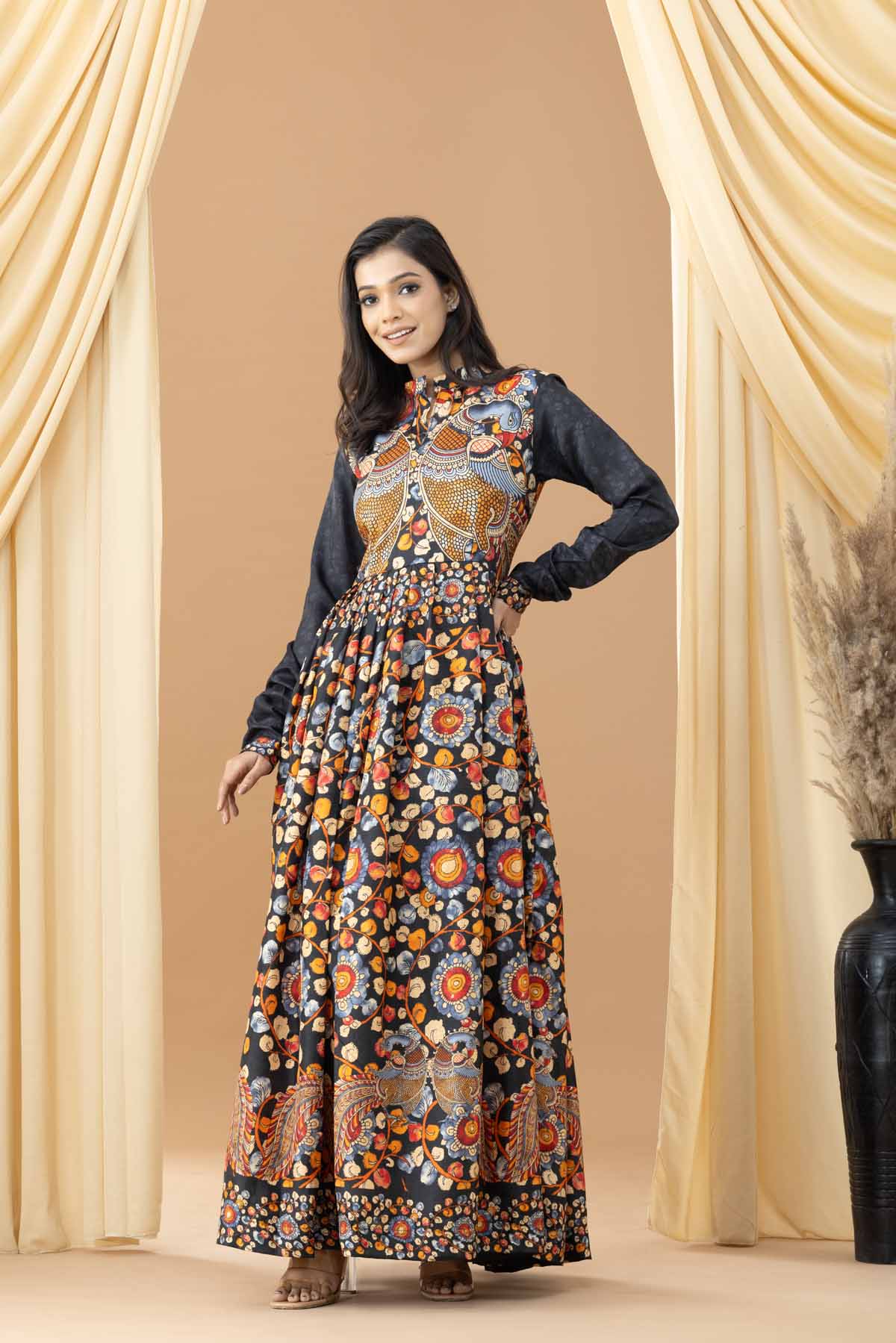 Aseel Multicolor Cotton Silk Kalamkari Dress Discover Ethnic Elegance - Raas By Handikart Aseel Multicolor Cotton Silk Kalamkari Dress Discover Ethnic Elegance - Raas By Handikart