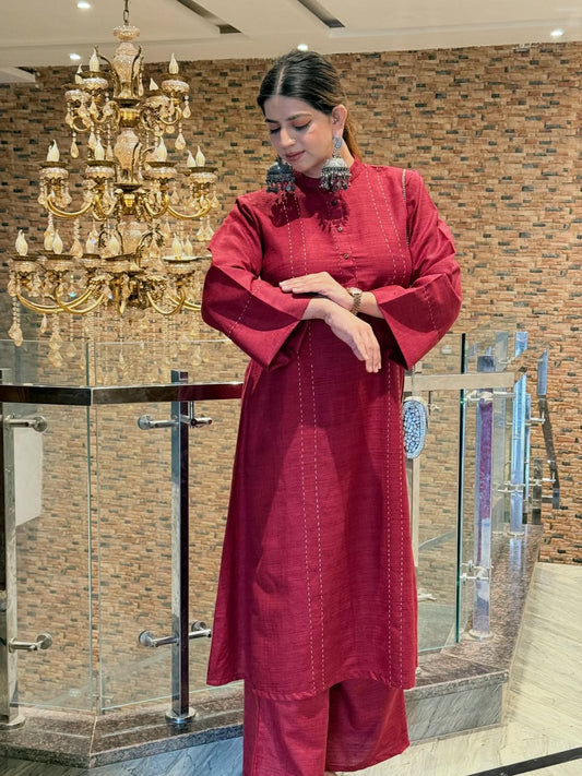 Saadgi  Rosewood A-line Kurta Set