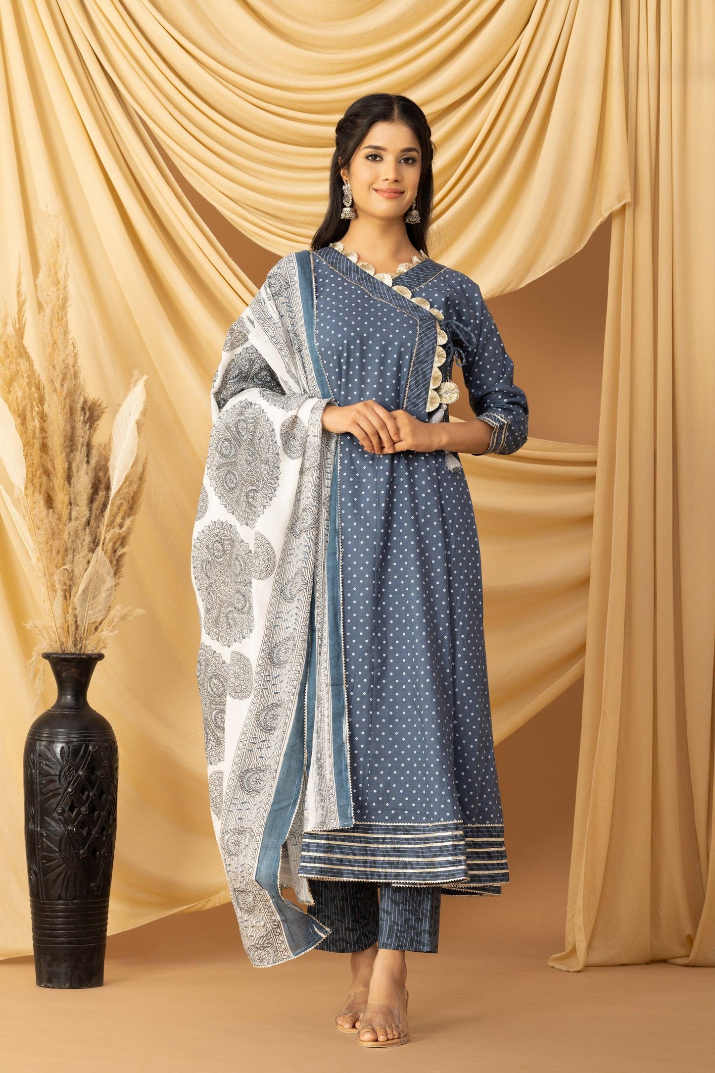 Pihu Navy Bandhani Anarkali Set