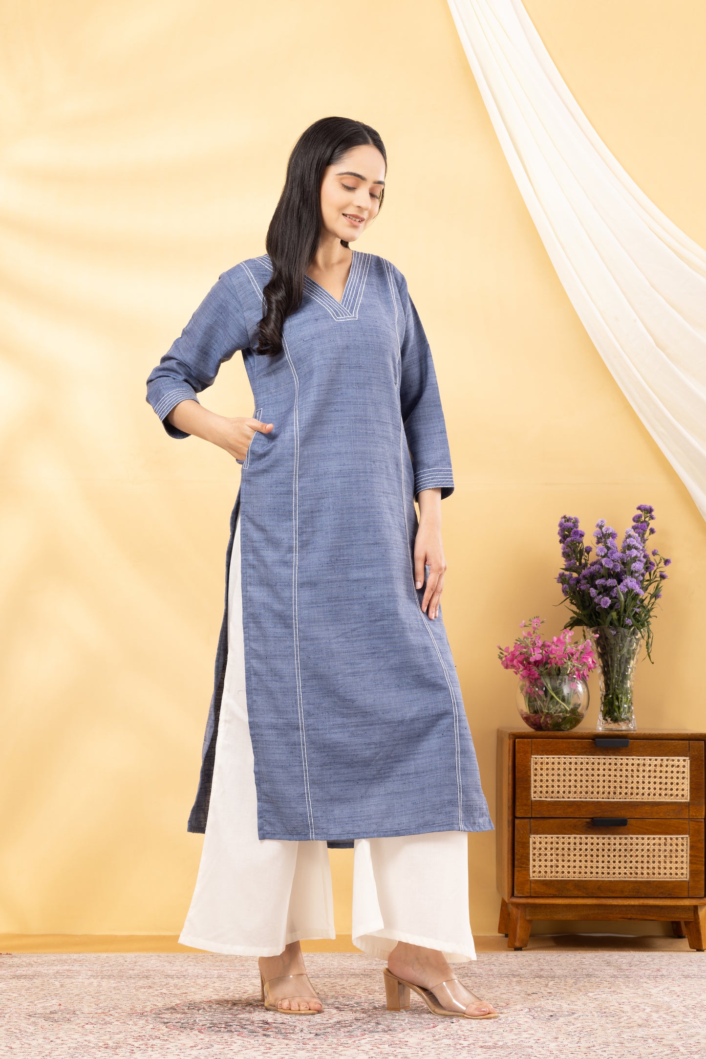 Saadgi  Denim Blue Kurta Set