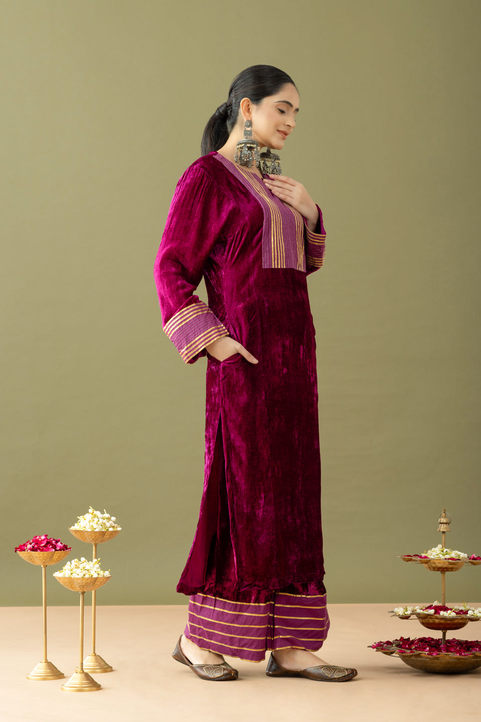 Wine velvet kurta set, Velvet kurta set, Winter velvet kurta set, Buy velvet kurta set online, Wine velvet suit Velvet palazzo set, Makhmal kurta set, Wine colour velvet kurta set, Velvet kurta set with dupatta, Silk velvet kurta set Woolen kurta set for winter, Winter velvet kurta, Gota detailed palazzo, Velvet suit for wedding, Gold detailing kurta Woolen kurta set for winter, Winter velvet kurta, Gota detailed palazzo, Velvet suit for wedding, Gold detailing kurta