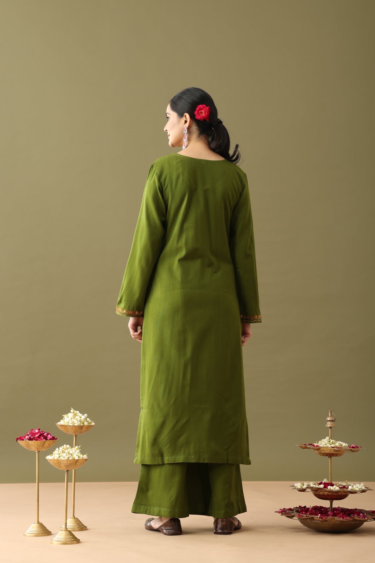 Utsaah Pea Green Aari Embroidery Kurta Set