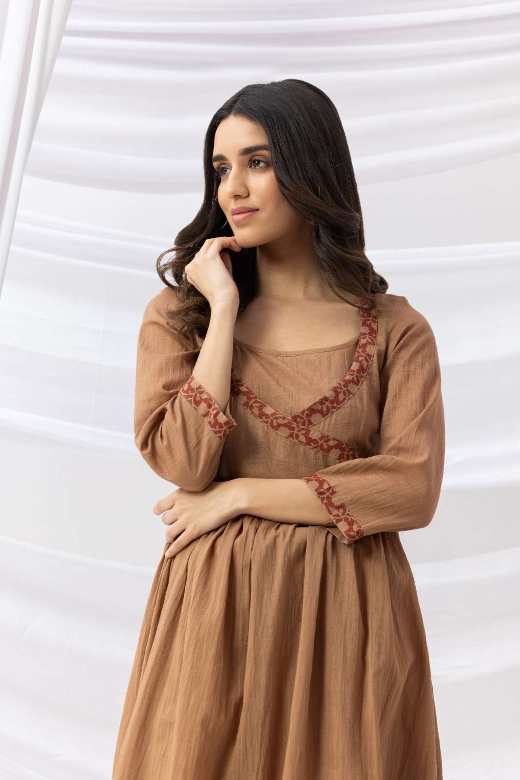 Mridu Mud brown block Angrakha