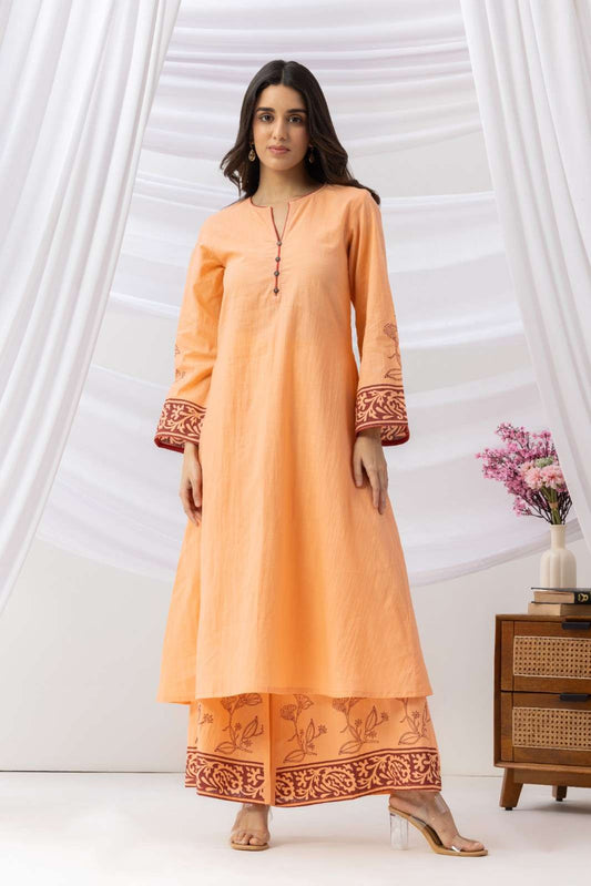 Mridu Coral Peach Kurta Set