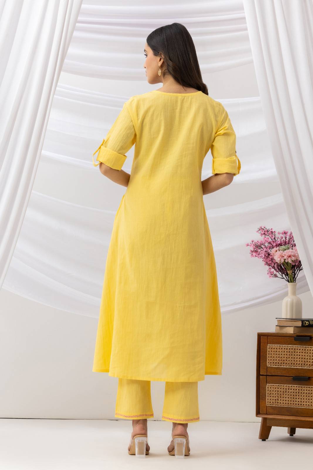 Mridu Marigold Pink Block Kurta Set