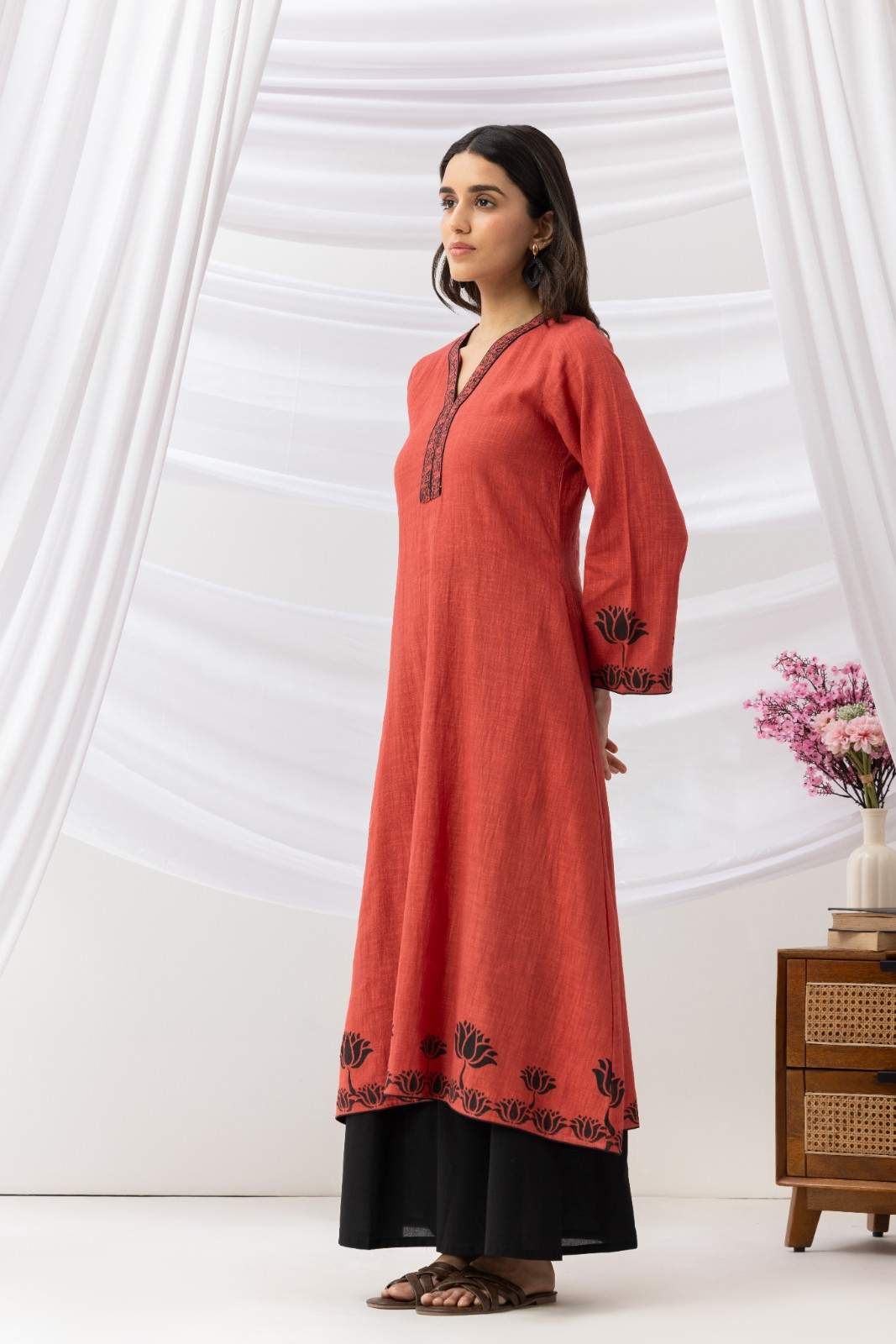 Mridu Rust A-line Kurta Set