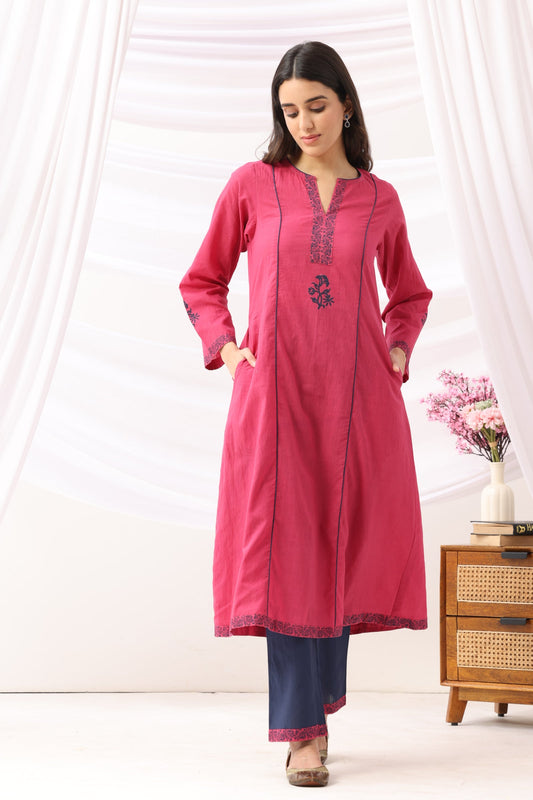Mridu Berry Block A-Line Kurta Set