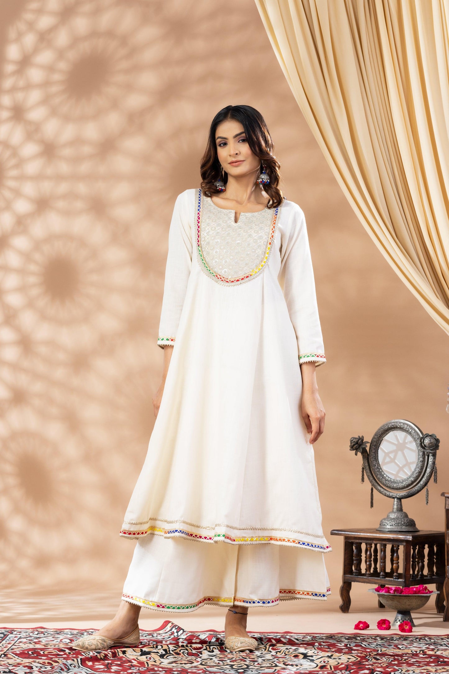 Umang Cream Patch Kurta Set