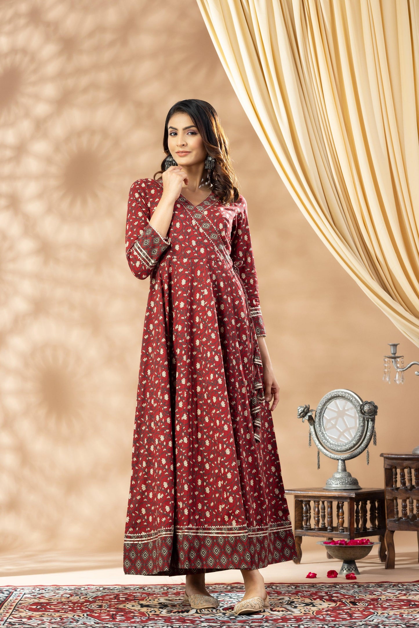 Umang Deep Maroon Angrakha Dress