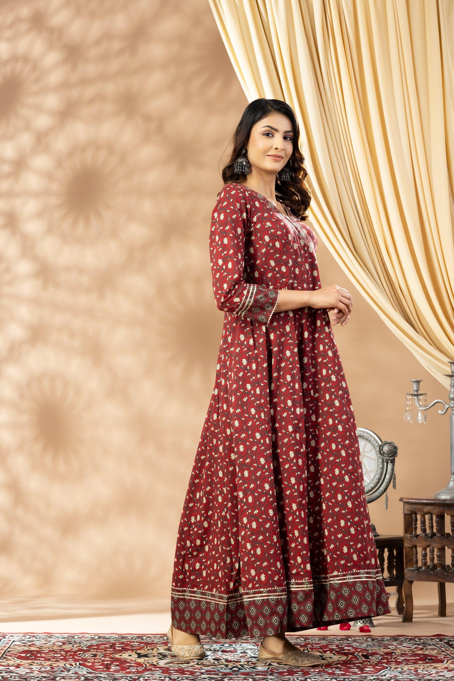 Umang Deep Maroon Angrakha Dress