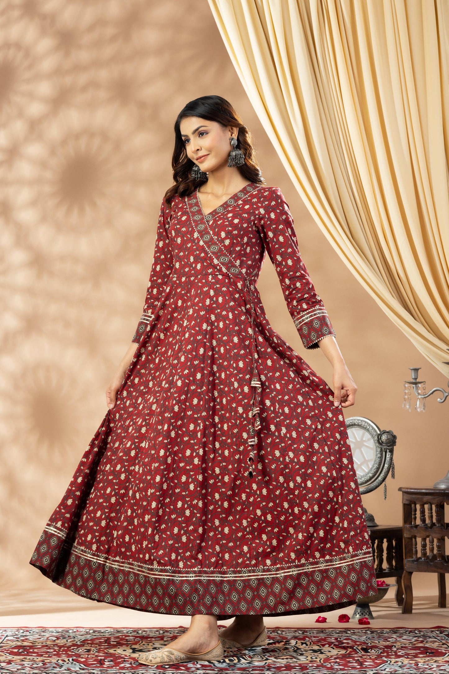 Umang Deep Maroon Angrakha Dress