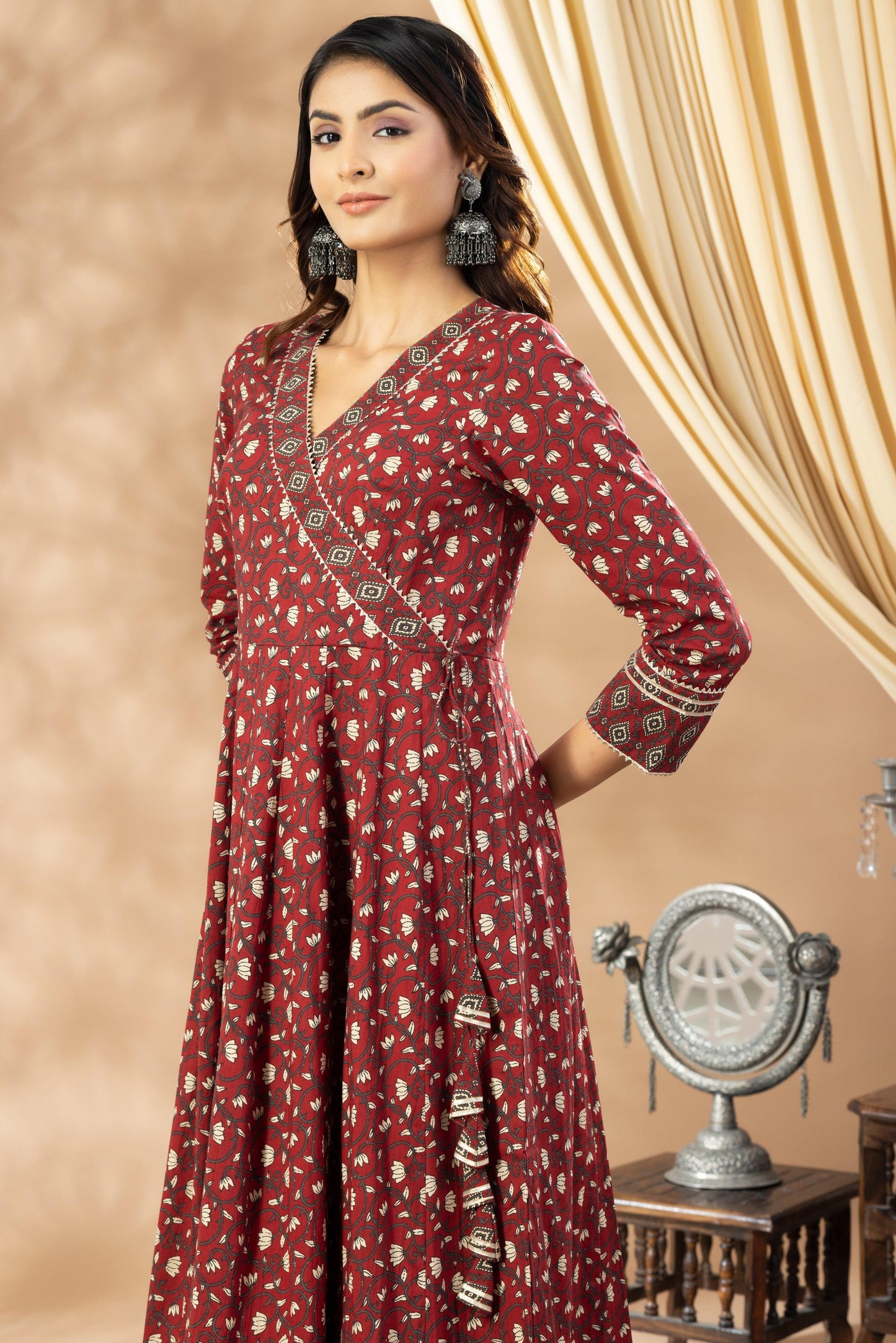 Umang Deep Maroon Angrakha Dress