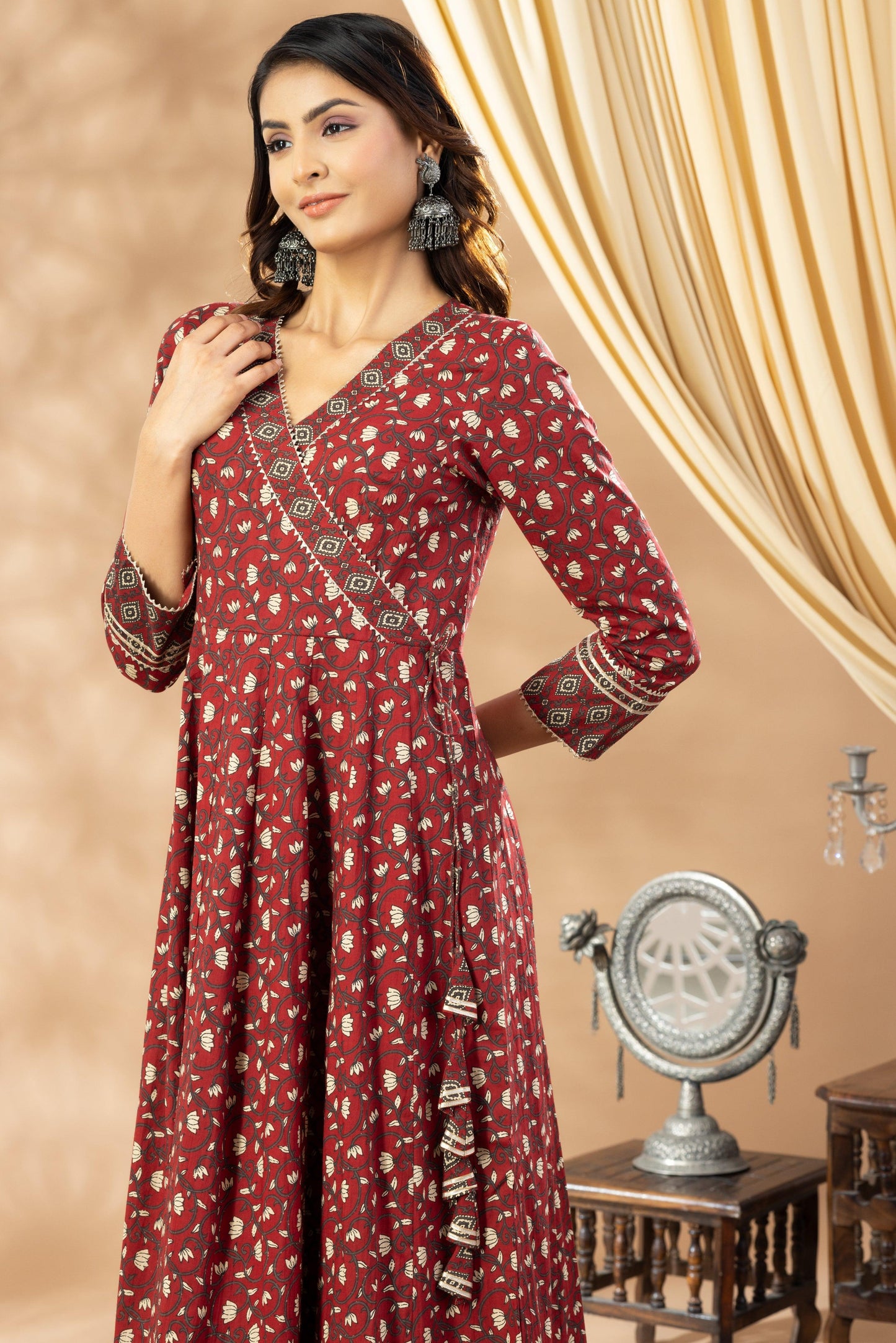 Umang Deep Maroon Angrakha Dress