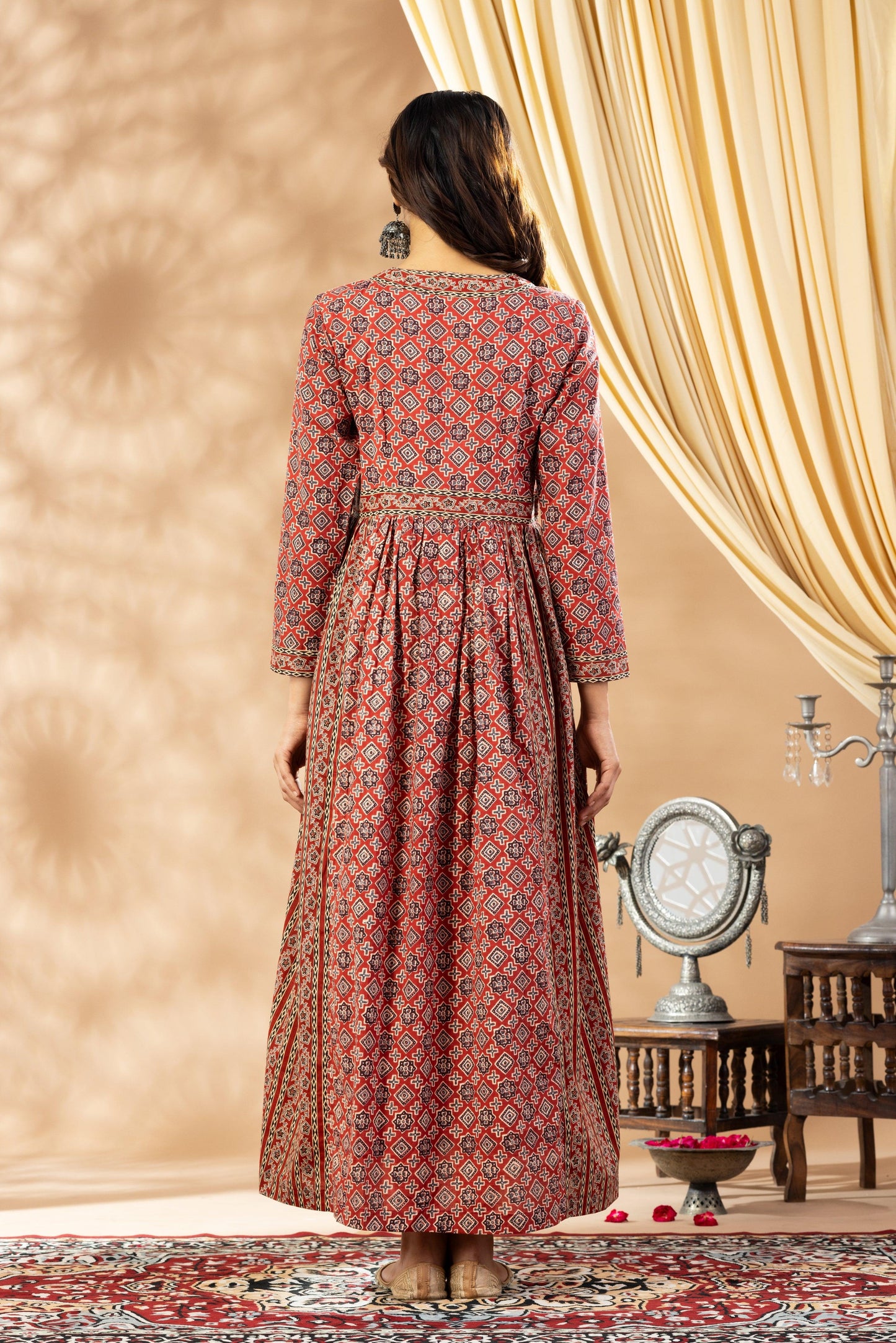 Umang Barn Red Dual Print Dress