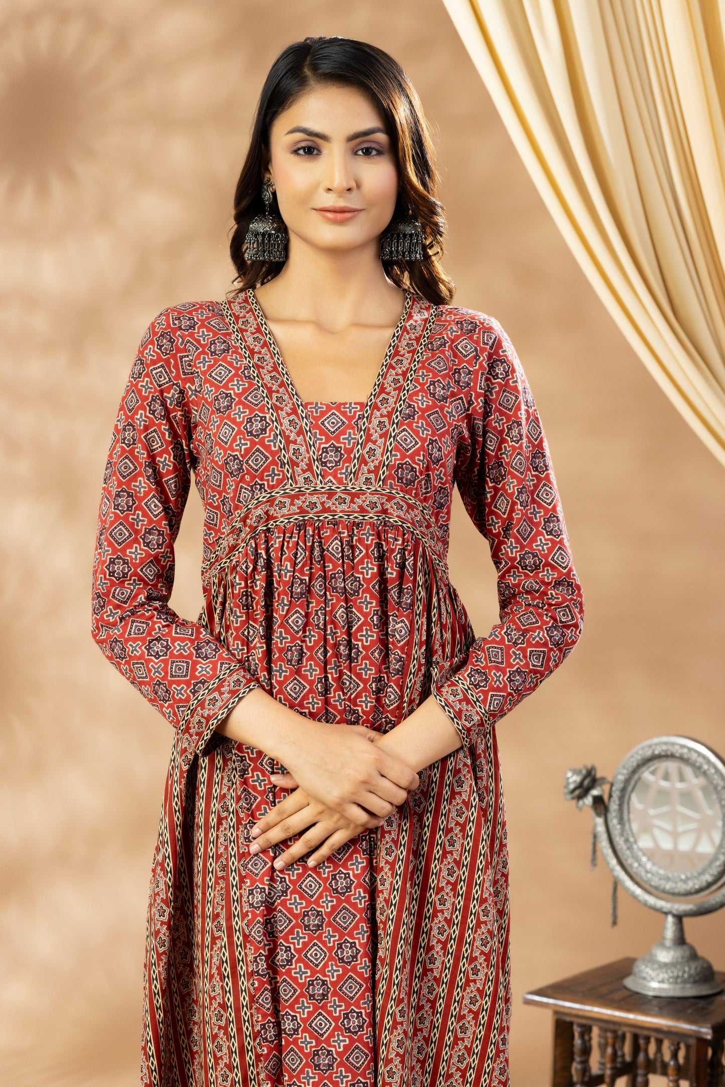 Umang Barn Red Dual Print Dress