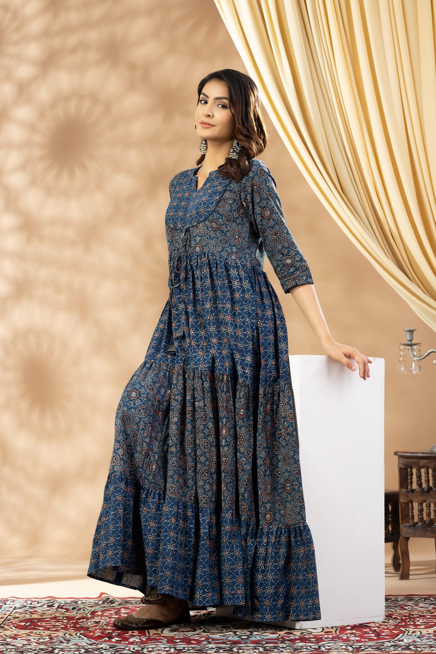 Umang Indigo Ajrakh Tier Dress