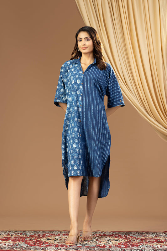 Umang Indigo Bagru Shirt Dress