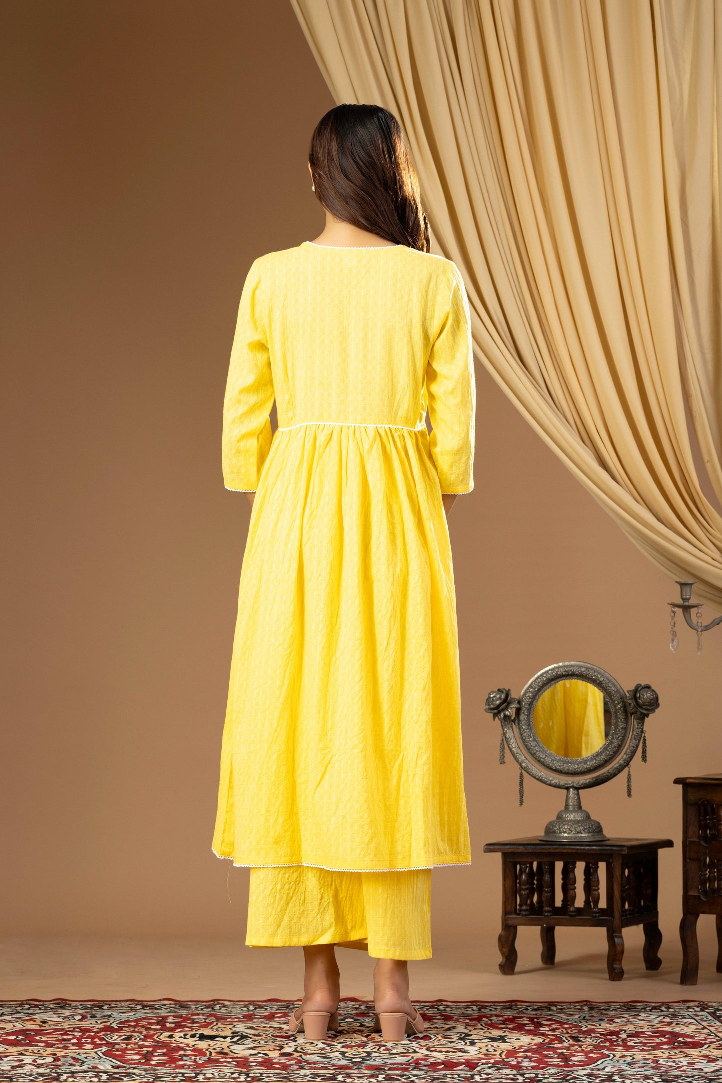 Umang Lemon Yellow Gathered Kurta Set