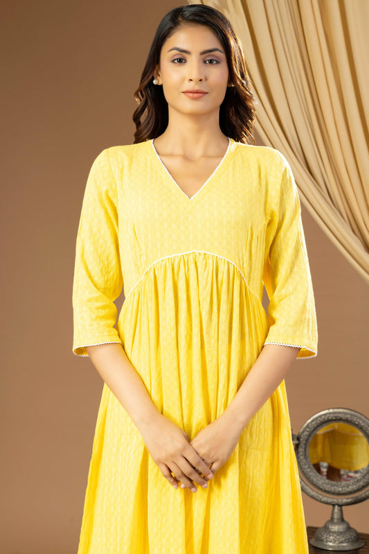 Umang Lemon Yellow Gathered Kurta Set