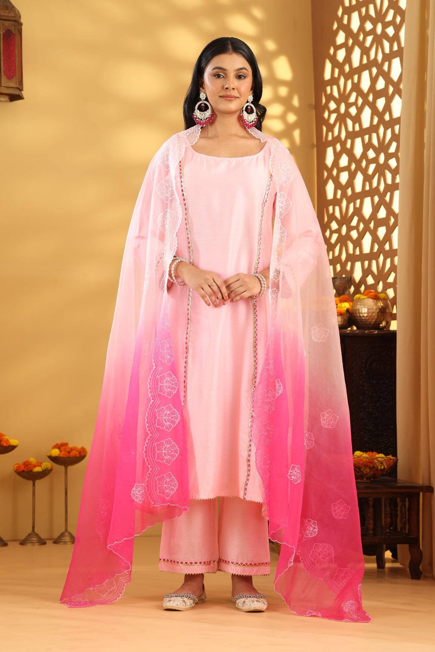 Jashn Blush Pink Magenta Gota Suit Set