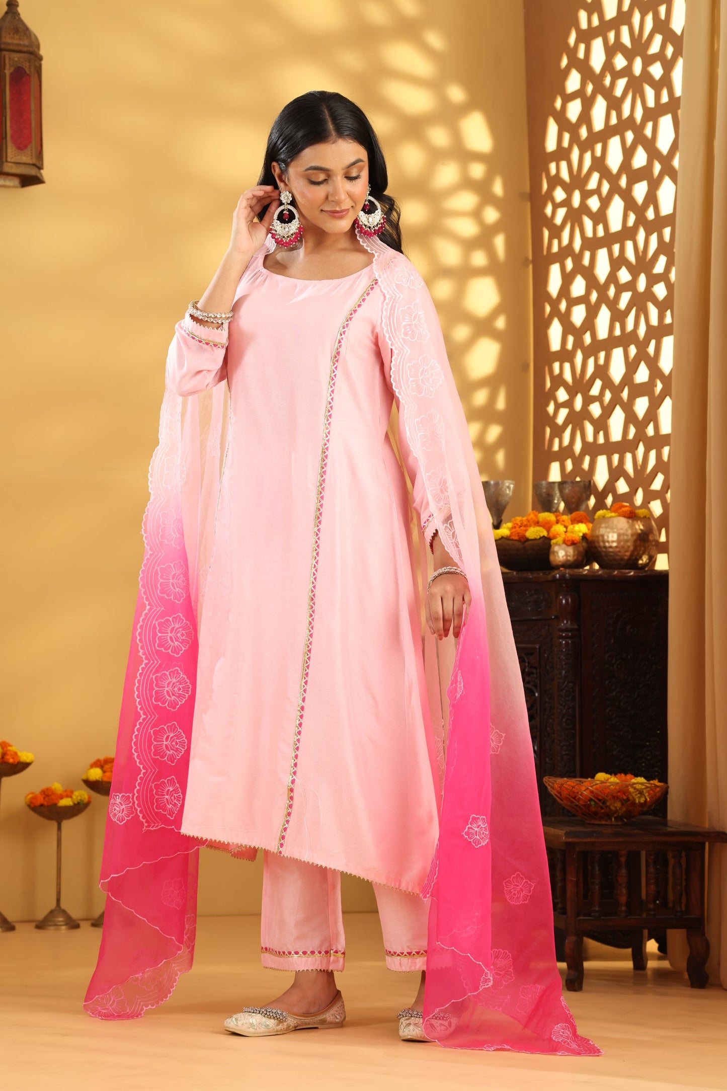 Jashn Blush Pink Magenta Gota Suit Set