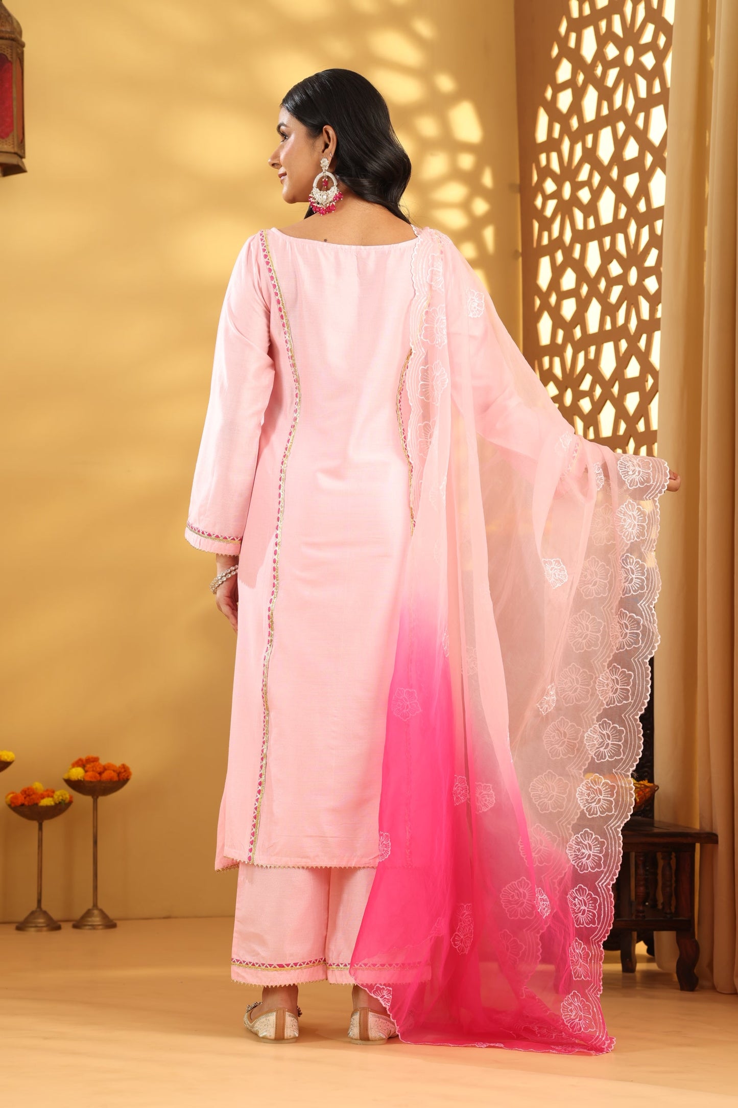 Jashn Blush Pink Magenta Gota Suit Set