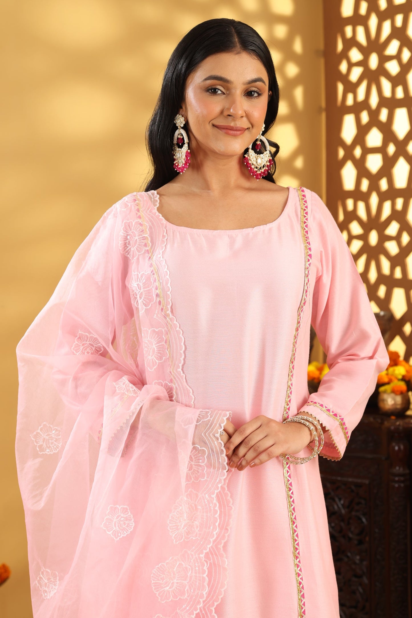 Jashn Blush Pink Magenta Gota Suit Set